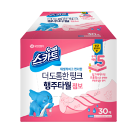 스카트 더 도톰한 핑크 행주타월 점보, 30매입, 1개