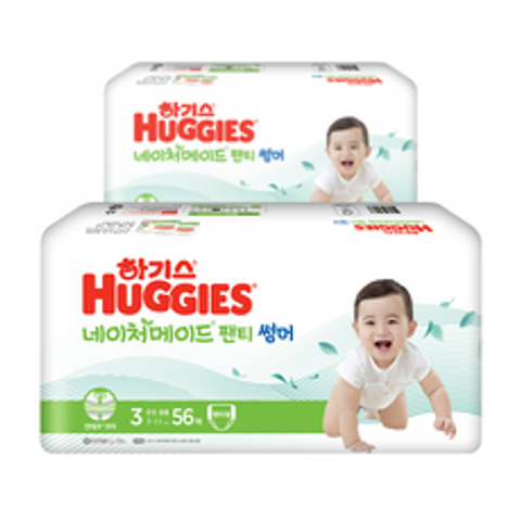 하기스 2021 네이처메이드 썸머 팬티형 기저귀 아동용 중형 3단계(7~11kg), 112매