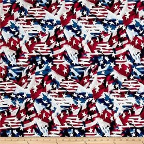 Santee Print Works Made In The USA II Abstract Flag Red / White / Blue Fabric by the Yard, 단일옵션
