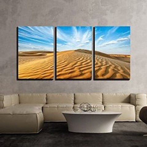 - 3 피스 캔버스 벽 아트 - Thar 사막의 모래 언덕의 파노라마. 샘 모래 언덕 라자스탄 인도 - 현대 (36