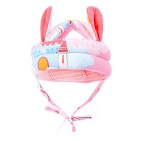 FWT 아기 유아 안전 조정 가능한 헬멧 헤드 가드 캡 보호 하네스 모자, 핑크