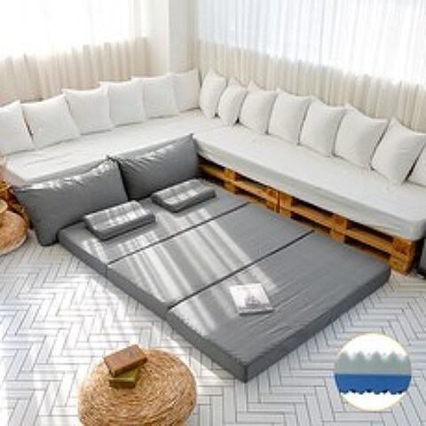 슬립존 3단 접이식 3D 메모리폼 바닥 침대 슬립사이드 매트리스 12센치 싱글 도트그레이, 12cm 도트그레이 싱글(S)