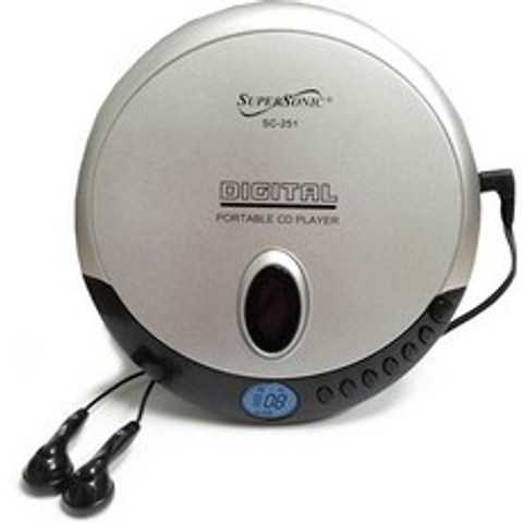 초음속 sc-251 디지털 휴대용 개인적인 cd 선수 - cd-rcd-rw 무작위 그리고 반복 재생 - 스테레오 이어폰 포함된, 기본