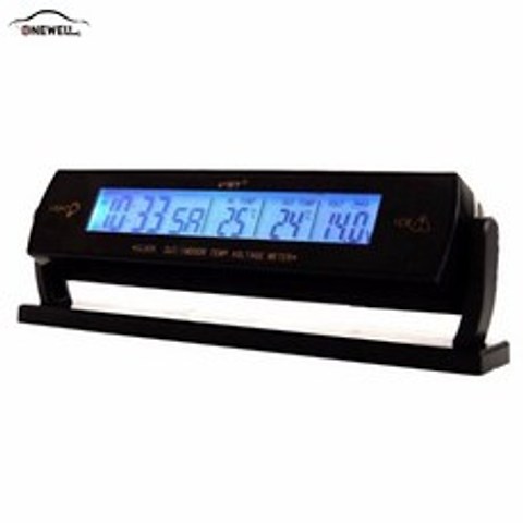 자동차시계 ONEWELL 블랙 자동 시계 전압 디지털 LCD 온도 온도계 | 차량용 시계