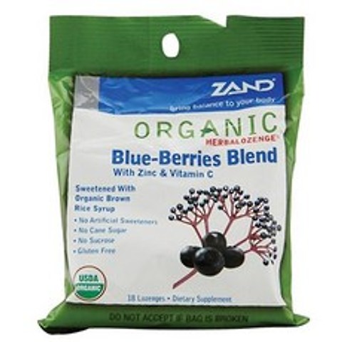 잰드 아연 & 비타민 C 포함 로젠지 글루텐 프리, 18개입, Blue-Berries Blend
