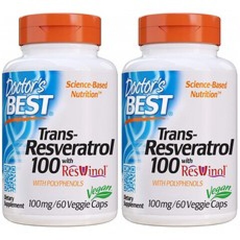 Doctors Best Trans-Resveratrol 100 닥터스베스트 트랜스-레스베라트롤 100 레스비놀 60캡슐 2통