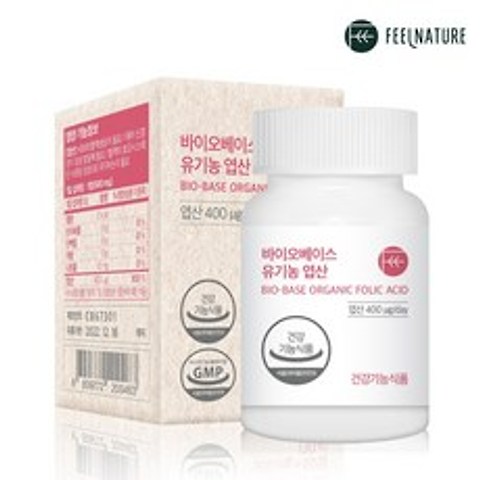 필네이처 바이오베이스 100% 유기농 엽산 60정/ 임산부 엽산, 1박스
