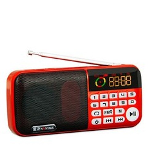 휴대용 스피커 가성비 Jinzheng S97 세 전기 라디오 MP3 노인 미니 오디오 카드 스피커에 음악 플레이어, 빨간