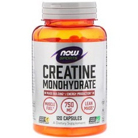 나우푸드 Now FoodsSports Creatine Monohydrate 스포츠 크레아틴 750 mg 캡슐 120개입, 1개