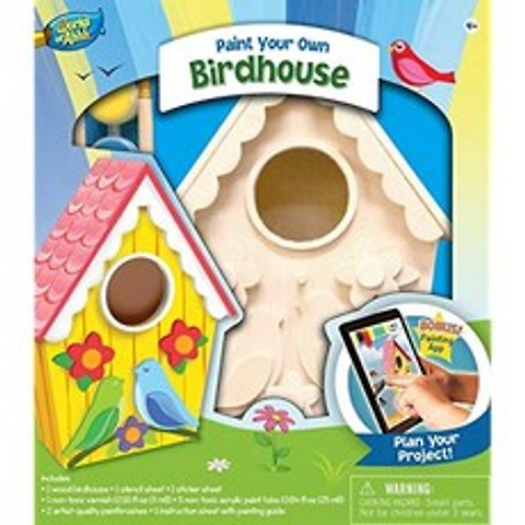 AHHH 진짜 나무의 대형 아크릴 페인트 공예 키트 연인 엄마의 선택 상 노인 4 세 이상의 일 (Rainbow Birdhouse), Rainbow Birdhouse, Rainbow Birdhouse