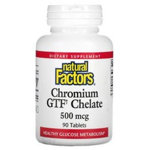 Natural Factors Chromium GTF Chelate 내추럴팩터스 크롬 GTF 킬레이트 500mcg 90정 3팩