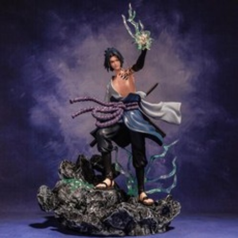 나루토 Uchiha Sasuke 교체 가능한 헤드 장면 Reche 그림 모델 장식 선물, GK Uchiha Sasuke 신장 약 27cm