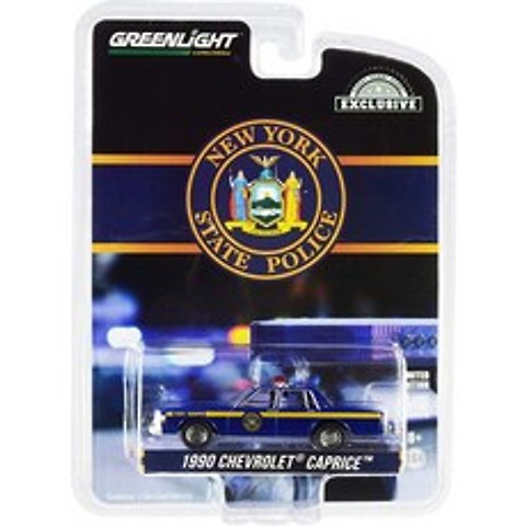 1990 Caprice New York State Police Blue with Yellow Stripe Hobi 독점 1/64 Diecast 모델 카 by Greenlight 30180:, 단일옵션
