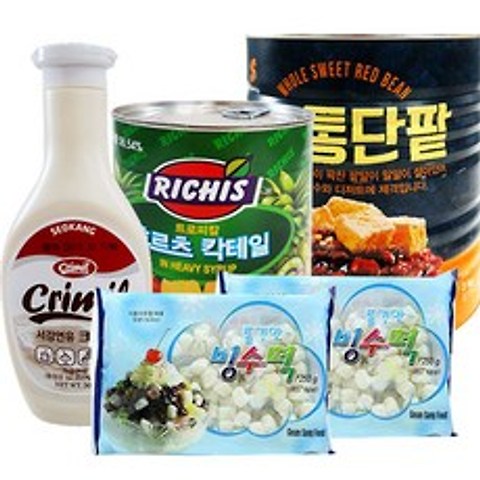 팥빙수재료 대용량C 세트 빙수팥/후루츠/빙수떡/연유