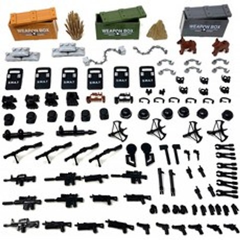 Fuerzon SWAT2특수 부대 무기 커스텀 소품 산 도구 세트 컴뱃 무장 팩 밀리터리 아이템 장비 보증을 포함