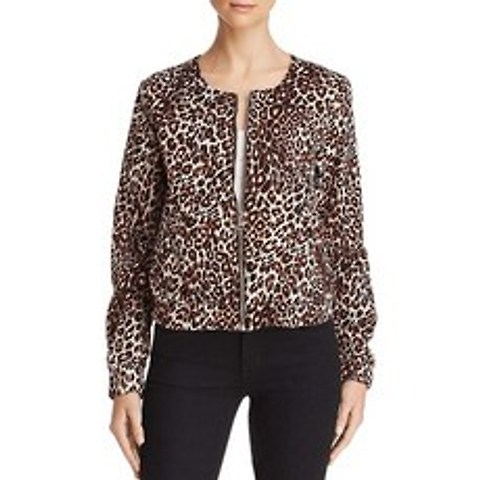 GUESS Womens Leopard-Print Bomber Jacket