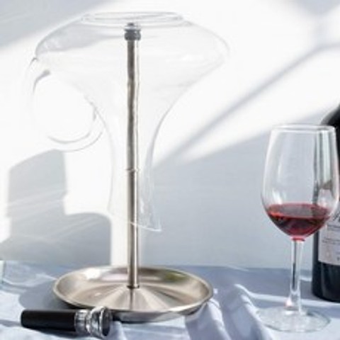 스크래치 방지를 위한 실리콘 헤드의 와인 디캔터 건조 스탠드-드라이브 캐칭 베이스가 있는 와인 스토퍼 디캔터 및 와인 글, 단일옵션