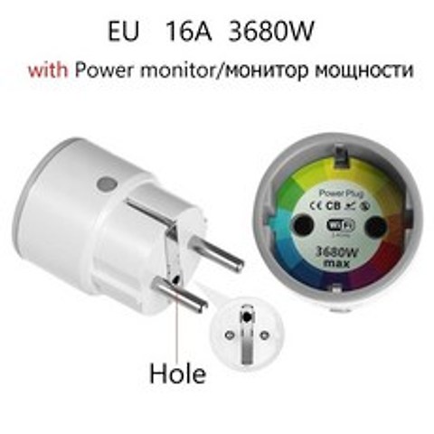 AVATTO Mini Standard 16A EU Smart Wifi Plug with Power Monitor Smart Socket Outlet Works with Google, 협력사, EU16A 전력 모니터
