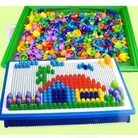 296 개/대/세트 박스 포장 곡물 버섯 네일 비즈 지능형 3D 퍼즐 게임 어린이를위한 퍼즐 보드 어린이 교육 완구