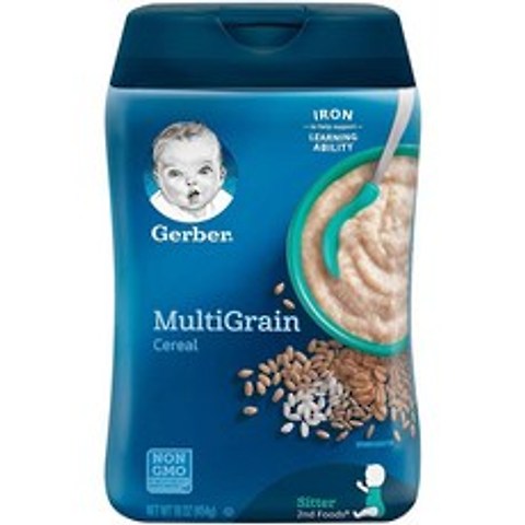 거버 Gerber 2단계 아기시리얼 멀티그레인 이유식 453g x2팩 Multigrain Baby Cereal 16 oz, 상품상세참조