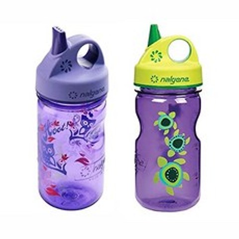 Grip-N-Gulp Childrens Water Bottles 12oz - 2 B (12oz Set of 2 Purple Hoot and Purple Sea Turtle), 본상품