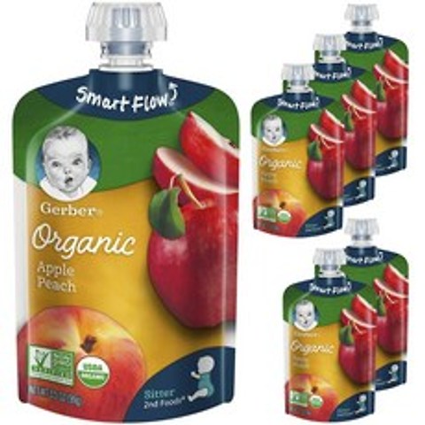 거버 어린이 스무디 99g, 6개, 사과 + 복숭아(Apple + Peach)