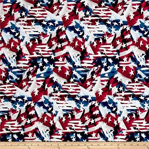 Santee Print Works Made In The USA II Abstract Flag Red / White / Blue Fabric by the Yard, 단일옵션