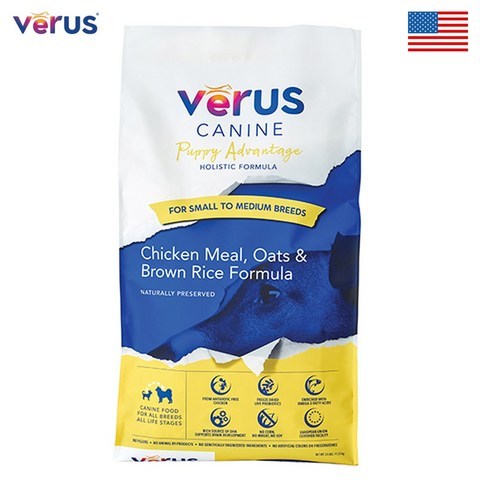 베루스 사료 퍼피 어드밴티지 Verus Pet Foods Puppy Advantage (EU인증 미국생산사료/중 소형견전용 /두뇌/ 관절/저알러지/Pilgrim 식용닭고기사용), 1.8kg