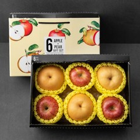 프레시밸리 알찬 사과 배 혼합선물세트, 2.5kg(사과 3입 + 배 3입), 1세트