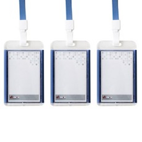 빅드림 6028 아크릴ID 사원증 카드홀더 명찰 + 끈 세트 세로형, 블루, 3세트