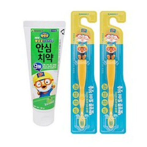 케이엠제약 뽀로로 안심치약 천연사과향 + 뽀로로 칫솔 2p, 1세트