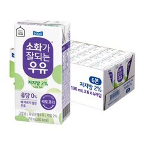 매일유업 소화가 잘되는 우유 저지방, 24개, 190ml