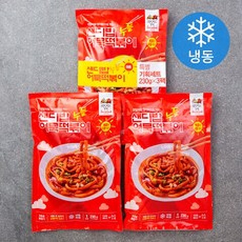 샌디밥 누들어묵떡볶이 매콤한 맛 (냉동), 230g, 3팩