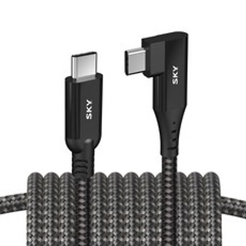 스카이 USB-PD 고속충전 2M 케이블 Gen2 ㄱ자 커넥터 100W SKY-C-C2PDG2P, 블랙, 1개