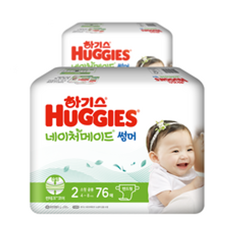 하기스 2021 네이처메이드 썸머 밴드형 기저귀 아동용 소형 2단계(4~8kg), 152매