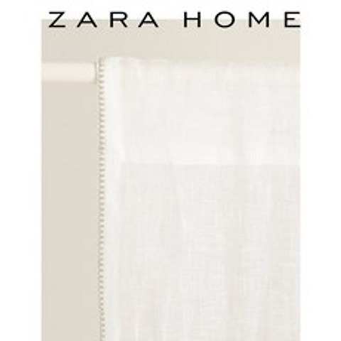ZARA HOME 자라홈 Contrasting Color Linen Curtain 45693032251, 140 x 270cm (단품), 크림색