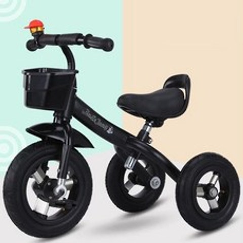 2021 신형 어린이 세발자전거 어린이 삼륜차 보조바퀴 자전거, 블랙