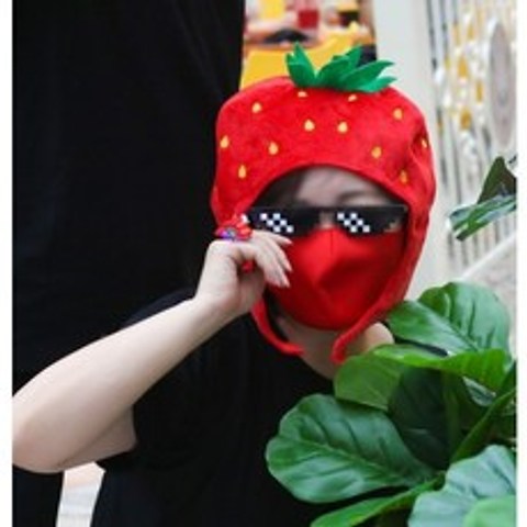빨간 딸기 모자 1pcs 야채 채소 과일 모자 귀여움 인싸템 팬싸템 파티 생일