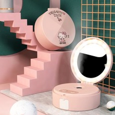 (해외직구상품) 키티 LED 화장거울 나노 수분공급기, 핑크, KT-WP