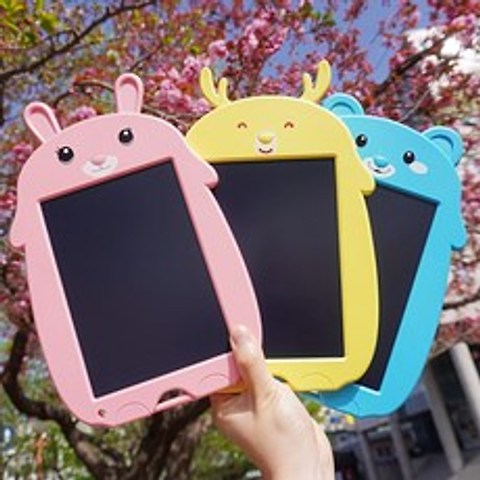 LCD 8.5인치 동물 캐릭터 전자 노트 패드 전자스케치북, 분홍 토끼