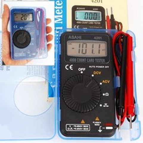 국산 아사히 4201 포켓 테스터기 카드 용 형 디지털 태스터기 멀티 전기 배선 테스트기 배터리 파워 밧데리 누전, 아사히(ASAHI)-4201 포켓테스터기