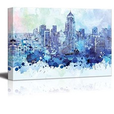 Wall26 - 방콕 방콕 태국 - 캔버스 아트 패밀리 아트 - 32x48 인치의 활기찬 푸른 스플래시 페인트 (32