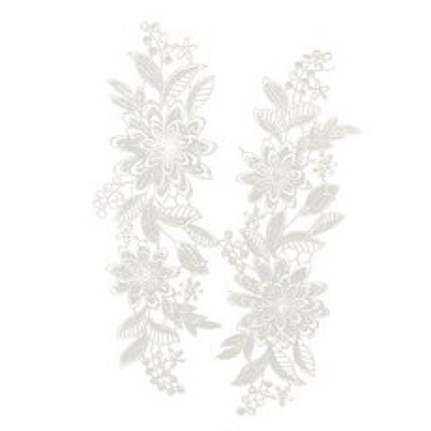 STK 1 쌍 흰 꽃 레이스 트림 모티브 패치에 바느질 아플리케 바느질
