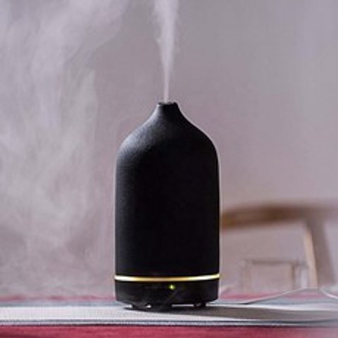 Difusor de cerámica para aromaterapia Humidificador ultrasónico de aceite esencial hecho a mano Nano, 검정, EU 플러그