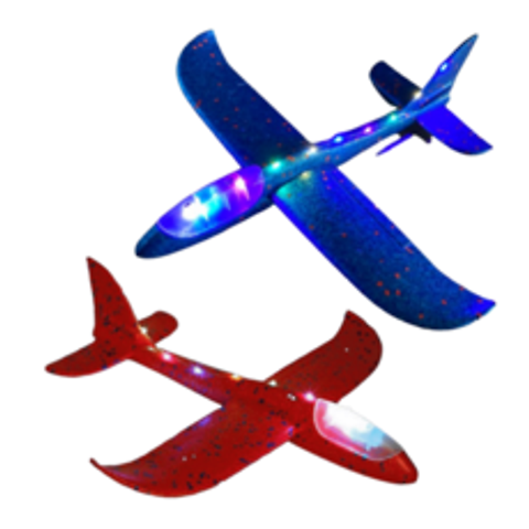 (키링이벤트) 1+1 LED 스티로폼 비행기 튼튼한 에어 글라이더 슈퍼맨이돌아왔다 불빛 가벼운 엘이디 EPP, 1+1에어글라이더(파랑+빨강)