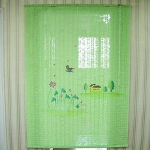 [아리아스토어샵] 튤립 자동 문발 90x175cm 현관커튼 현관문발 햇빛가리개 PVC문발, 그린