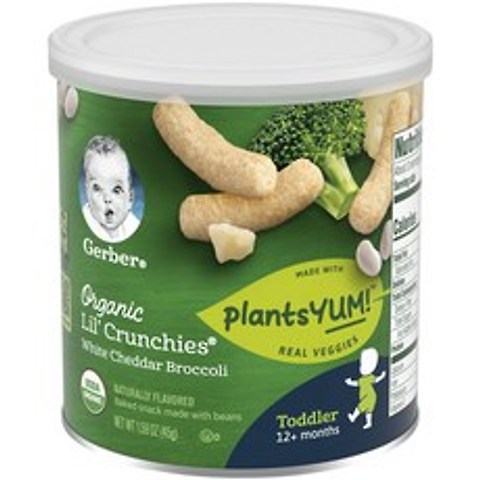 거버 릴 크런키 백트 스낵 어린이곡물과자 45g, 1개, 화이트 체다 브로콜리(White Cheddar Broccoli)