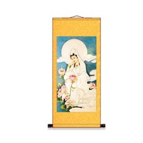 관세음보살 부처님족자 비단화 두루마리걸기 화당장식화, 1개, 150x65cm + 채련관음