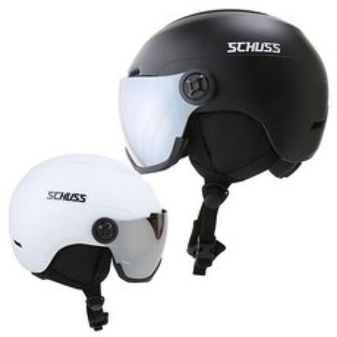 SCHUSS 고글헬멧 보드헬멧 스키헬멧 고글일체형 헬멧, 무광블랙 M