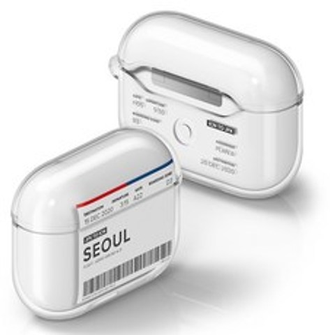 플래나 에어플레인 티켓 시리즈 에어팟 프로 TPU 투명 케이스, 1. 서울, 그래픽